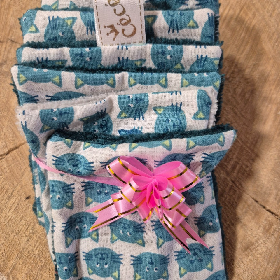 Lot de 7 lingettes têtes de chats