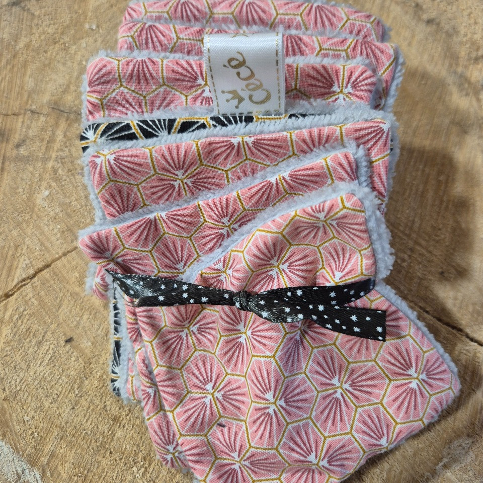 Lot de 7 lingettes fleurs roses