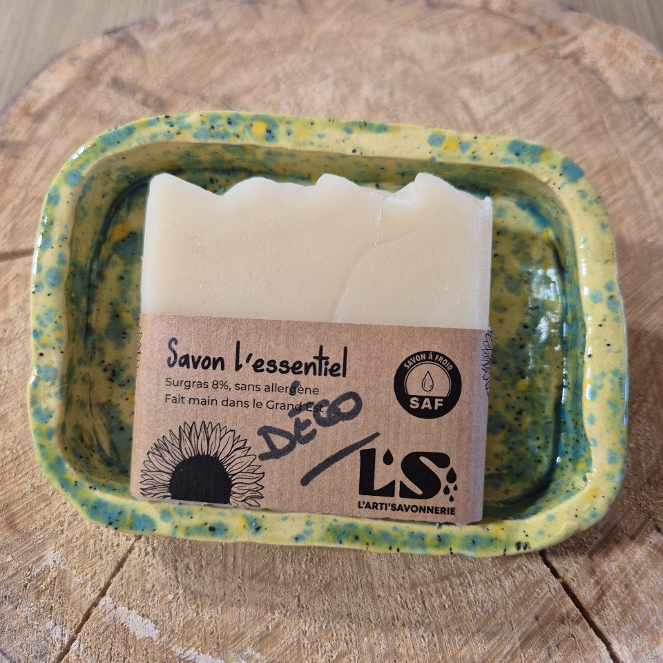 Porte savons céramique jaune et vert