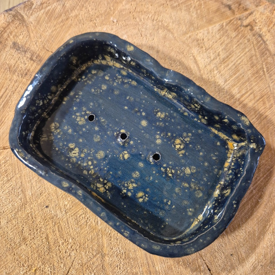 Porte savons céramique bleu