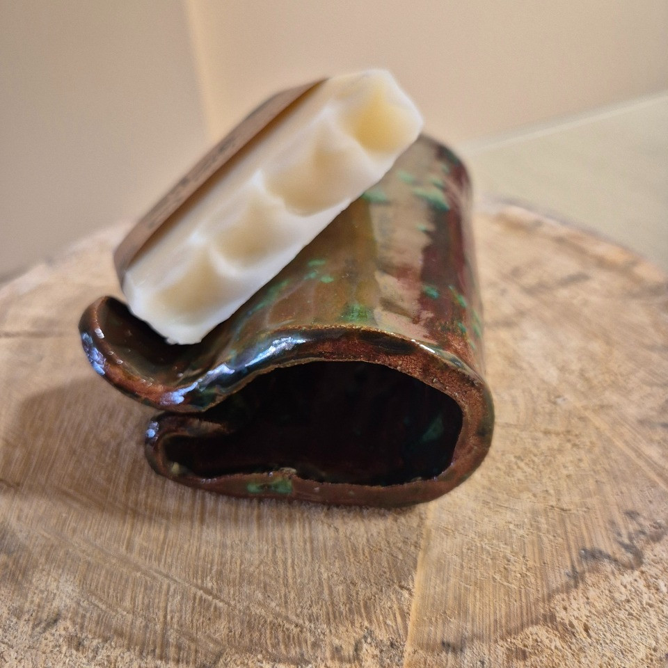 Porte savon céramique vert/marron